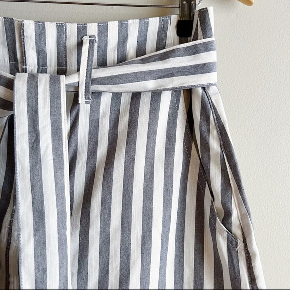 NWT Indigo Rein • Mid Rise Grey Stripes Belted‎ Mini Skirt with Pockets, Size 9 - Picture 4 of 11